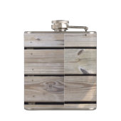 Monogrammierte rustikale Holzplanken-Flasche Flachmann (Rückseite)