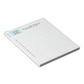 Monogrammierte Sage Green & White Damask Notizblock (angewinkelt)
