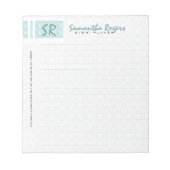 Monogrammierte Sage Green & White Damask Notizblock (Vorderseite)