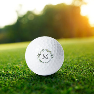 Monogrammierte Salbeigrüne Blätter Grüne Girlande  Golfball