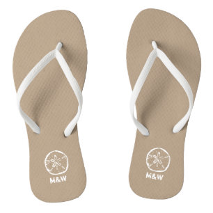 Monogrammierte Sand-Dollar-Strandhochzeits-Pantole Badesandalen