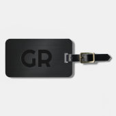 Monogrammierte schwarz gebürstete Metallic Textur Gepäckanhänger (Vorderseite horizontal)