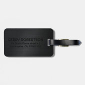 Monogrammierte schwarz gebürstete Metallic Textur Gepäckanhänger (Rückseite horizontal)