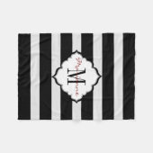 Monogrammierte Schwarz-Weiß-Gestreifte Fleece-Deck Fleecedecke (Vorderseite (Horizontal))
