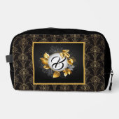 Monogrammierte schwarze Art Deco Perle Waschbeutel (Vorderseite)