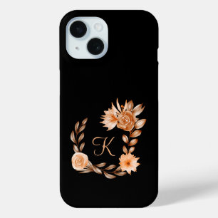 Monogrammierte schwarze braune und pfirsichfarbene Case-Mate iPhone hülle
