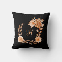 Monogrammierte schwarze braune und pfirsichfarbene