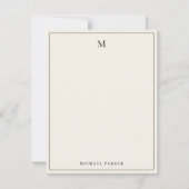 Monogrammierte schwarze und ecru-farbene Professio Dankeskarte (Vorderseite)