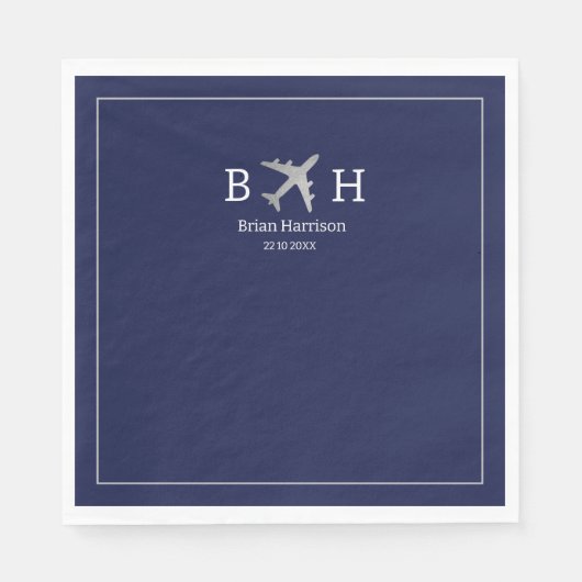 Monogrammierte Servietten für einen Piloten (Vorderseite)