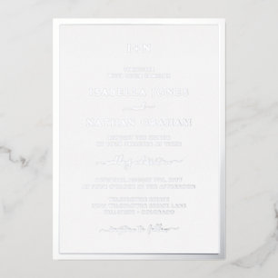 Monogrammierte Silberhochzeit Folieneinladung