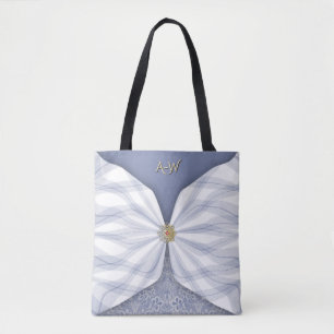 Monogrammierte staubblaue Juwel-Textil-Illusions-T Tasche