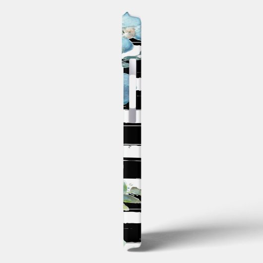 Monogrammierte Streifen Blau-Blüte Case-Mate iPhone Hülle (Rückseite / Links)