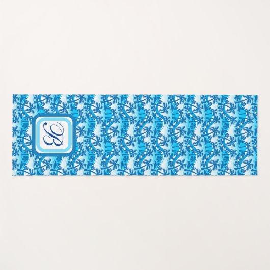 Monogrammierte Summer Palm Trees Yoga Mat Yogamatte (Vorderseite (Horizontal))