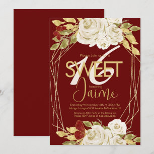 Monogrammierte Sweet 16 Elfenblumen Wein Einladung