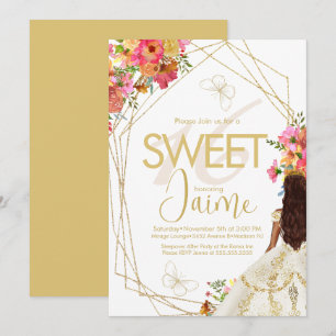 Monogrammierte Sweet 16 Florals Garden Girl Einladung