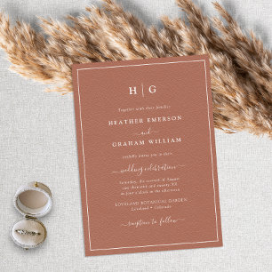 Monogrammierte Terrakotta-Hochzeit Einladung