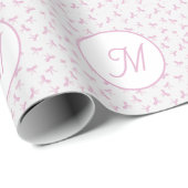 Monogrammierte verspielte Kokette Rosa Wasserfarbe Geschenkpapier (Rolleneckpunkt)