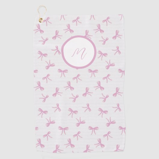 Monogrammierte verspielte Kokette Rosa Wasserfarbe Golfhandtuch (Vorderseite)