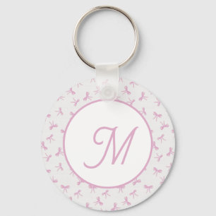 Monogrammierte verspielte Kokette Rosa Wasserfarbe Schlüsselanhänger