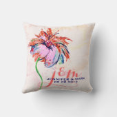 Monogrammierte Vintage Hand Drawn-Blume Kissen (Rückseite)