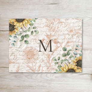 Monogrammierte Vintage-Rustikal-Sonnenblume-Decoup Fleecedecke