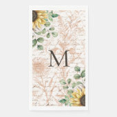 Monogrammierte Vintage-Rustikal-Sonnenblume-Decoup Serviette (Vorderseite)
