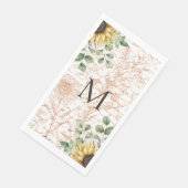Monogrammierte Vintage-Rustikal-Sonnenblume-Decoup Serviette (Ecke)
