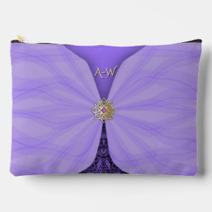 Monogrammierte violette Juwel-Textil-Illusion Zubehörtasche