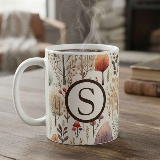 Monogrammierte Wald-Holzhütte Kaffeetasse