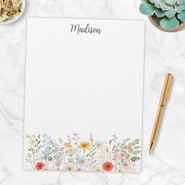 Monogrammierte Wasserfarbe Farbige Wilde Blume Flo Briefbogen (Von Creator hochgeladen)