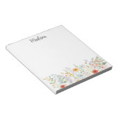Monogrammierte Wasserfarbe Farbige Wilde Blume Flo Notizblock (angewinkelt)