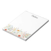 Monogrammierte Wasserfarbe Farbige Wilde Blume Flo Notizblock (Rotiert)