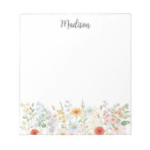 Monogrammierte Wasserfarbe Farbige Wilde Blume Flo Notizblock (Vorderseite)