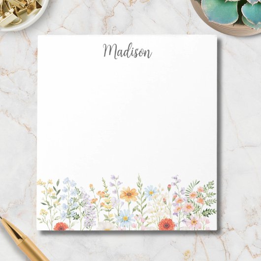Monogrammierte Wasserfarbe Farbige Wilde Blume Flo Notizblock