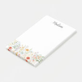 Monogrammierte Wasserfarbe Farbige Wilde Blume Flo Post-it Klebezettel (angewinkelt)