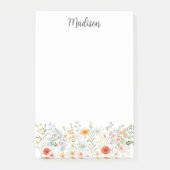 Monogrammierte Wasserfarbe Farbige Wilde Blume Flo Post-it Klebezettel (Vorderseite)