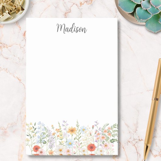 Monogrammierte Wasserfarbe Farbige Wilde Blume Flo Post-it Klebezettel