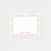 Monogrammierte Wasserfarbe Gelbe Rosa Blumen Flora Post-it Klebezettel (Vorderseite)