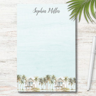 Monogrammierte Wasserfarbe Kokospalmen Strand Post-it Klebezettel