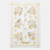Monogrammierte Wasserfarbe-Limonen und Blumen Geschirrtuch (Vertikal)