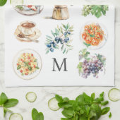 Monogrammierte Wasserfarbe-Mittelmeergerichte Geschirrtuch (Gefaltet)
