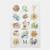 Monogrammierte Wasserfarbe-Mittelmeergerichte Geschirrtuch (Vertikal)