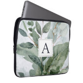 Monogrammierte Wasserfarbe Rustikale Salbeigrünpfl Laptopschutzhülle (Vorne Rechts)