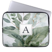 Monogrammierte Wasserfarbe Rustikale Salbeigrünpfl Laptopschutzhülle (Vorderseite)