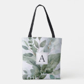 Monogrammierte Wasserfarbe Rustikale Salbeigrünpfl Tasche (Rückseite)