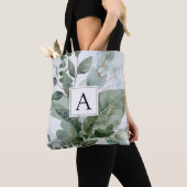 Monogrammierte Wasserfarbe Rustikale Salbeigrünpfl Tasche (Von Nahem)