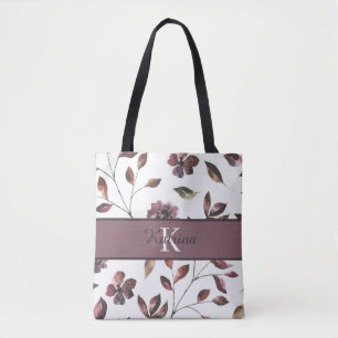 Monogrammierte Wasserfarben-Blumentasche Tasche