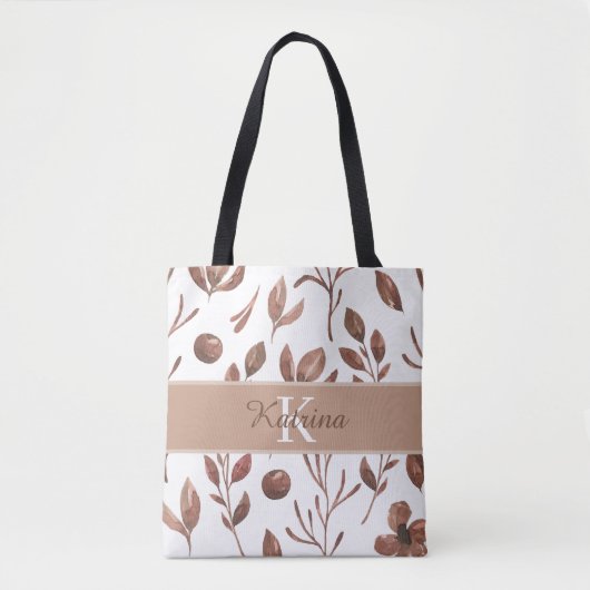 Monogrammierte Wasserfarben-Blumentasche Tasche (Vorderseite)