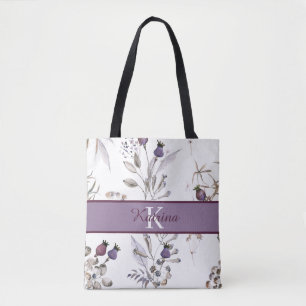 Monogrammierte Wasserfarben-Blumentasche Tasche