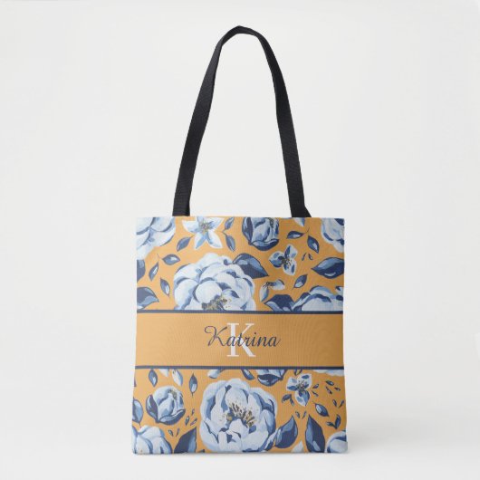 Monogrammierte Wasserfarben-Blumentasche Tasche (Vorderseite)